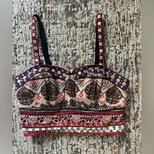 Xhilaration Multicolor Patterned Crop Top